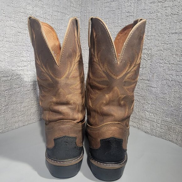 Justin Workboots Men's Size 11 EE US Brown Leather Pull on Western Boots WK4936 - Picture 4 of 10